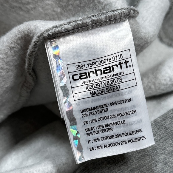 Carhartt WIP Major Baseball Raglan Fleece Sweatshirt Gray Striped Mens Small - Picture 5 of 7